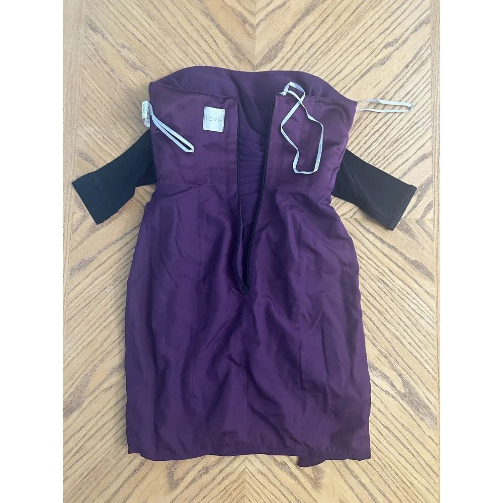 Draped Chiffon Purple Cocktail Dress Gathered Bustier Strapless Bra Insert Sz 6 - Picture 12 of 12